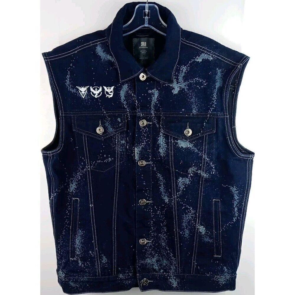 Pj Mark Pokemon Iam Just Here for The Monsters  Denim Vest Men's Size XL Y2K VTG